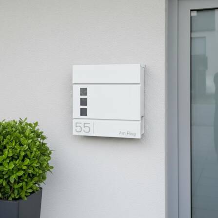 Metzler Briefkasten Weiß hochwertiger Stahl Sichtfenster | Cube