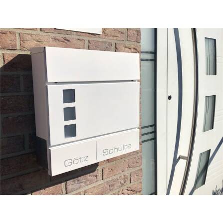 Metzler Briefkasten Weiß hochwertiger Stahl Sichtfenster | Cube