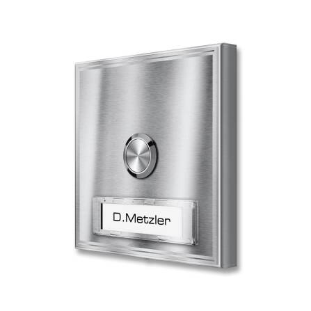 Metzler Campanello da esterno con targhetta intercambiabile | Acciaio inox spazzolato | Parisa