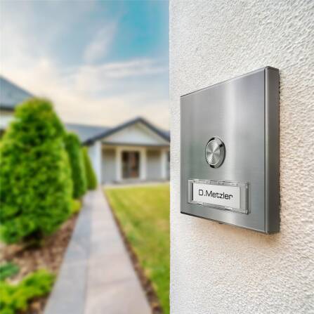 Metzler Campanello da esterno con targhetta intercambiabile | Acciaio inox spazzolato | Parisa