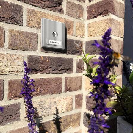 Metzler Campanello da esterno con targhetta intercambiabile | Acciaio inox spazzolato | Parisa