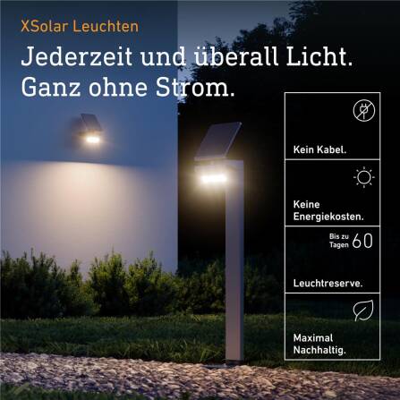 Solarleuchte | XSolar GL-S | Silber | Sensor