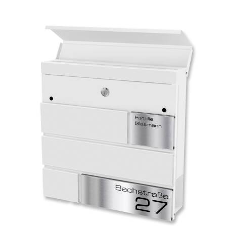 Metzler Briefkasten Design Weiß Edelstahl | G