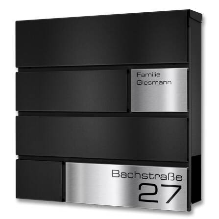 Metzler Briefkasten Design Schwarz Edelstahl | G