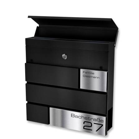 Metzler Briefkasten Design Schwarz Edelstahl | G