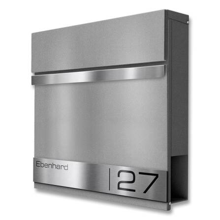 Metzler Briefkasten Graualuminium mit Lasergravur | Stencil