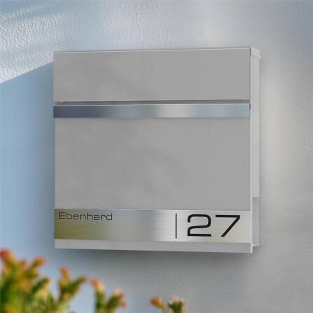 Metzler Cassetta postale in alluminio grigio con incisione laser | Stencil