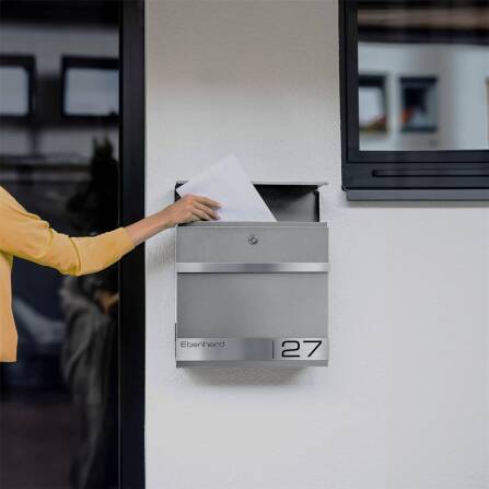 Metzler Cassetta postale in alluminio grigio con incisione laser | Stencil