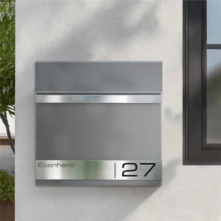Metzler Cassetta postale in alluminio grigio con incisione laser | Stencil
