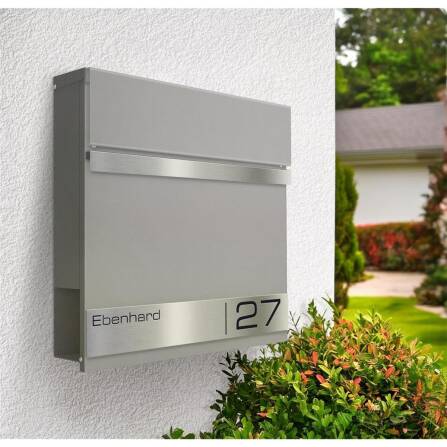 Metzler Cassetta postale in alluminio grigio con incisione laser | Stencil