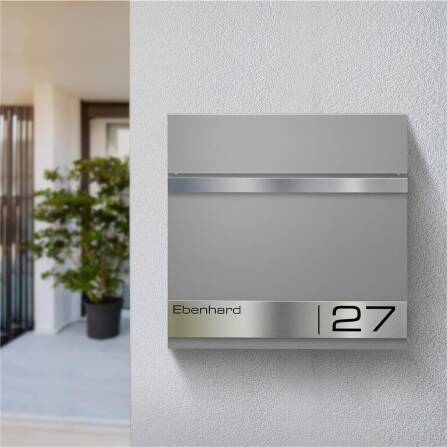 Metzler Cassetta postale in alluminio grigio con incisione laser | Stencil