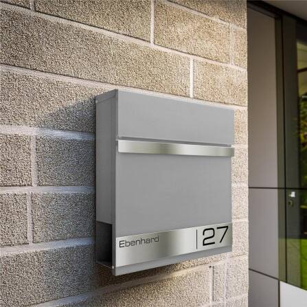 Metzler Cassetta postale in alluminio grigio con incisione laser | Stencil