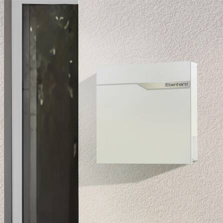 Metzler Briefkasten Weiß austauschbares Namensschild | Ebenhard