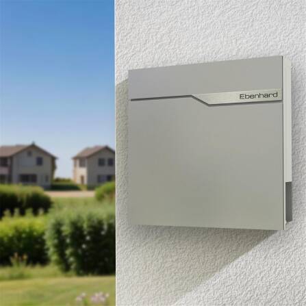 Metzler Briefkasten Graualuminium austauschbares Namensschild | Ebenhard