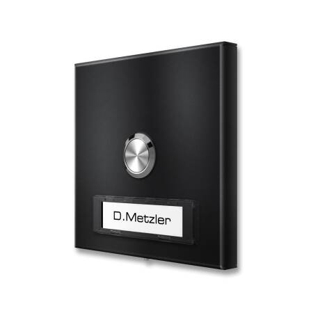 Metzler Aufputz Türklingel austauschbares Namensschild | RAL 9005 Tiefschwarz | Parisa