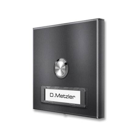 Campanello Senza Fili da Esterno con Targa del Nome Intercambiabile | DB 703 Effetto Ferro Micaceo | Parisa