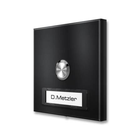 Campanello Senza Fili a Muro con Targhetta del Nome Sostituibile | RAL 9005 Nero Intenso | Parisa