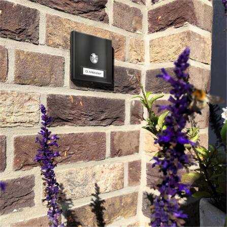 Campanello Senza Fili a Muro con Targhetta del Nome Sostituibile | RAL 9005 Nero Intenso | Parisa