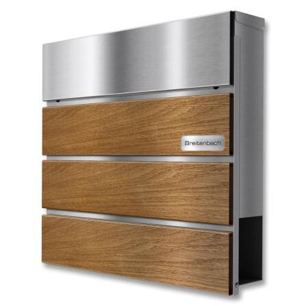 Metzler Briefkasten Holzoptik Eiche mit Edelstahl...