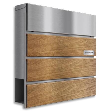 Metzler Briefkasten Holzoptik Eiche mit Edelstahl Namensschild | Anton