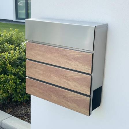 Metzler Briefkasten aus Edelstahl in Holzoptik Eiche | Anton
