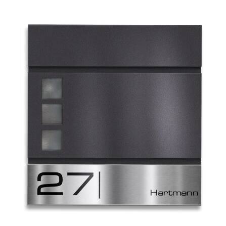 Metzler Briefkasten DB703 Eisenglimmer Stahl Sichtfenster...
