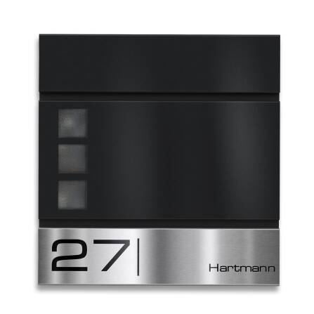 Metzler Briefkasten Tiefschwarz RAL9005 Stahl...