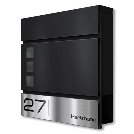 Metzler Briefkasten Tiefschwarz RAL9005 Stahl...