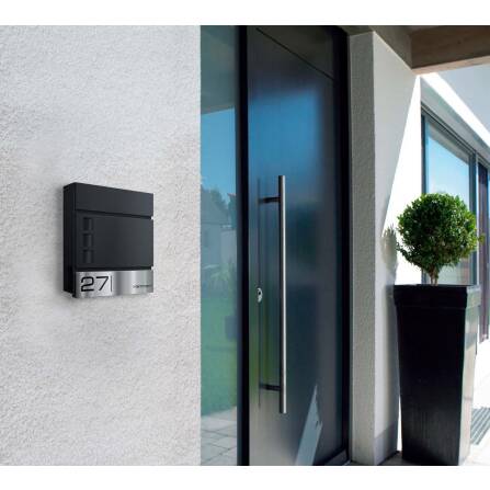 Metzler Briefkasten Tiefschwarz RAL9005 Stahl Sichtfenster | Oltmann
