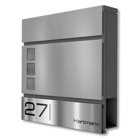 Metzler Briefkasten Graualuminium RAL9007 Stahl...