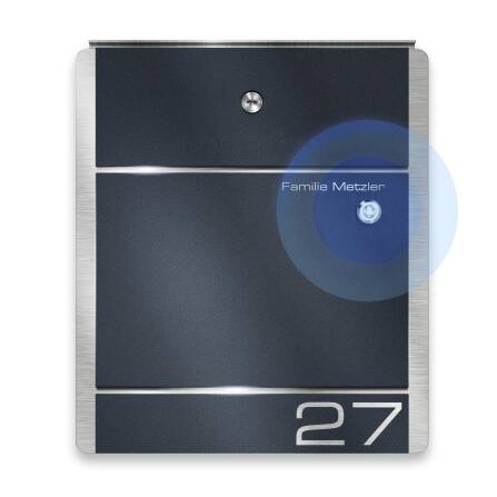 Metzler Briefkasten mit Funkklingel Anthrazit Edelstahl | 01