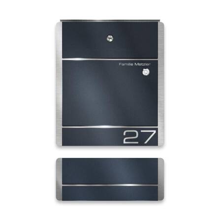 Metzler Briefkasten mit Funkklingel Anthrazit Edelstahl | 01