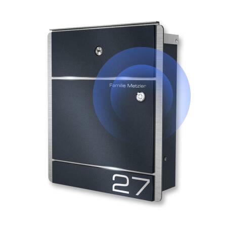 Metzler Briefkasten mit Funkklingel Anthrazit Edelstahl | 01