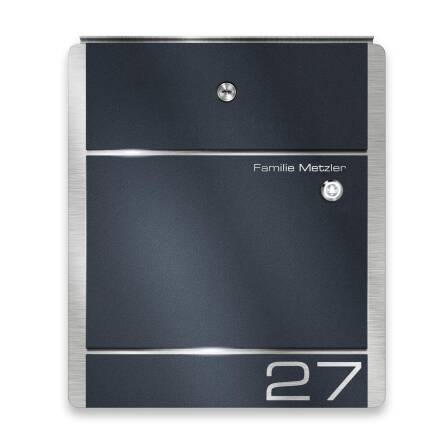 Metzler Briefkasten mit Funkklingel Anthrazit Edelstahl | 01