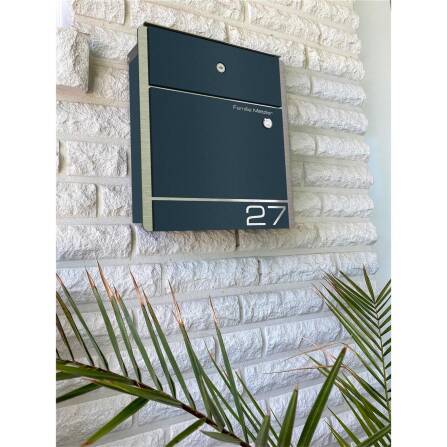 Metzler Briefkasten mit Funkklingel Anthrazit Edelstahl | 01