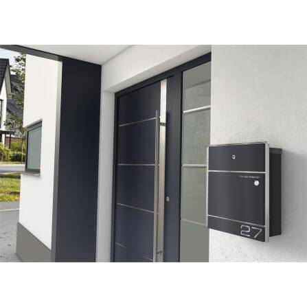 Metzler Briefkasten mit Funkklingel Anthrazit Edelstahl | 01