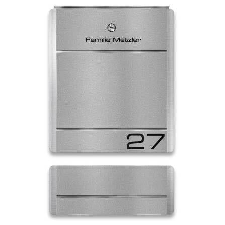 Metzler Briefkasten aus Edelstahl | personalisiert mit Gravur | Zeitungsfach optional | Grau | Moris
