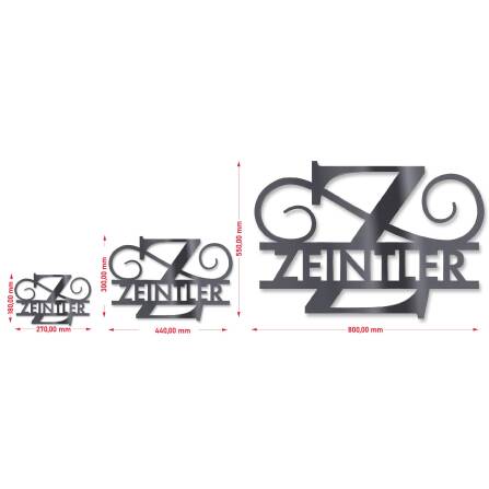 Personalisiertes Monogramm aus Edelstahl DB703 18 x 27 cm keine Befestigung