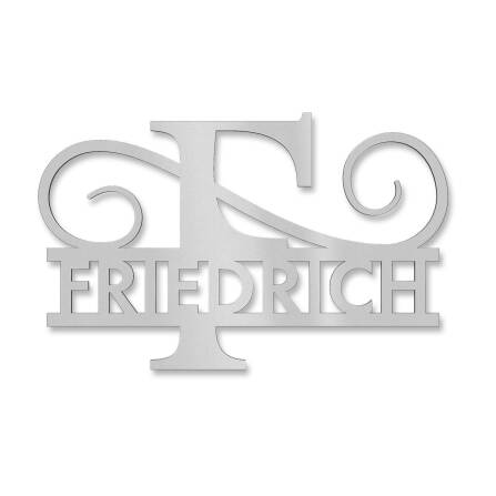 Personalisiertes Namensschild mit Monogramm in Graualuminium RAL 9007 18 x 27 cm keine Befestigung