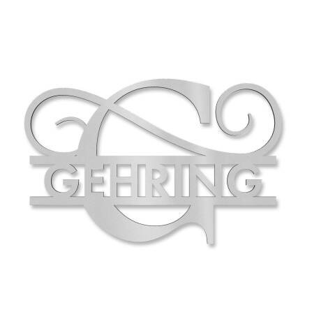 Personalisiertes Namensschild mit Monogramm in Graualuminium RAL 9007 18 x 27 cm keine Befestigung