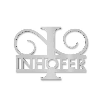 Personalisiertes Namensschild mit Monogramm in Graualuminium RAL 9007 18 x 27 cm keine Befestigung