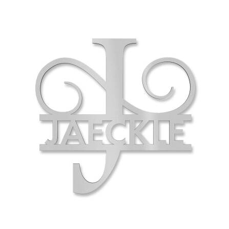 Personalisiertes Namensschild mit Monogramm in Graualuminium RAL 9007 18 x 27 cm keine Befestigung