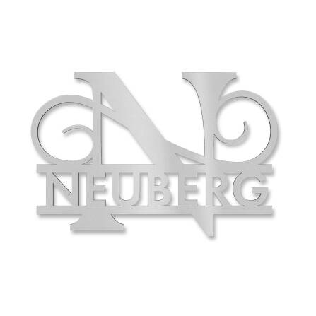 Personalisiertes Namensschild mit Monogramm in Graualuminium RAL 9007 18 x 27 cm keine Befestigung