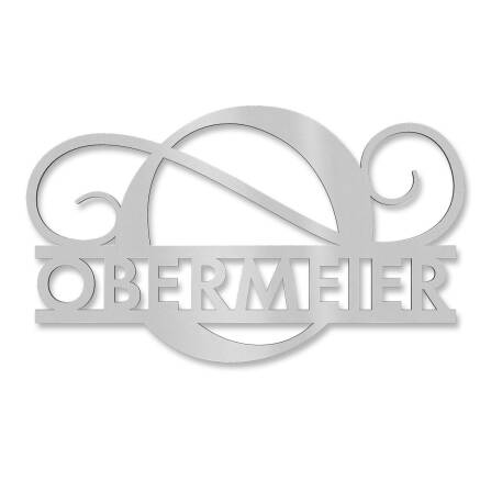 Personalisiertes Namensschild mit Monogramm in Graualuminium RAL 9007 18 x 27 cm keine Befestigung