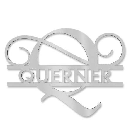 Personalisiertes Namensschild mit Monogramm in Graualuminium RAL 9007 18 x 27 cm keine Befestigung