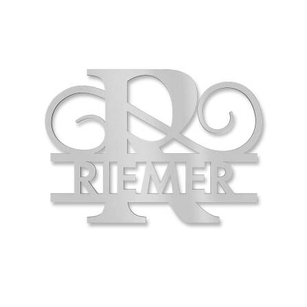 Personalisiertes Namensschild mit Monogramm in Graualuminium RAL 9007 18 x 27 cm keine Befestigung