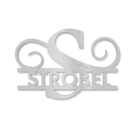 Personalisiertes Namensschild mit Monogramm in Graualuminium RAL 9007 18 x 27 cm keine Befestigung