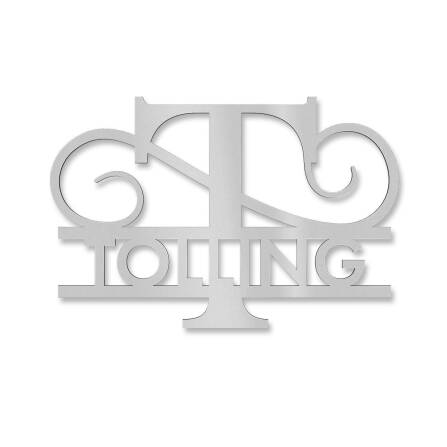 Personalisiertes Namensschild mit Monogramm in Graualuminium RAL 9007 18 x 27 cm keine Befestigung