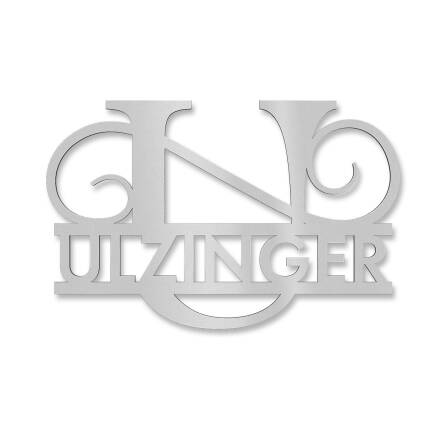 Personalisiertes Namensschild mit Monogramm in Graualuminium RAL 9007 18 x 27 cm keine Befestigung