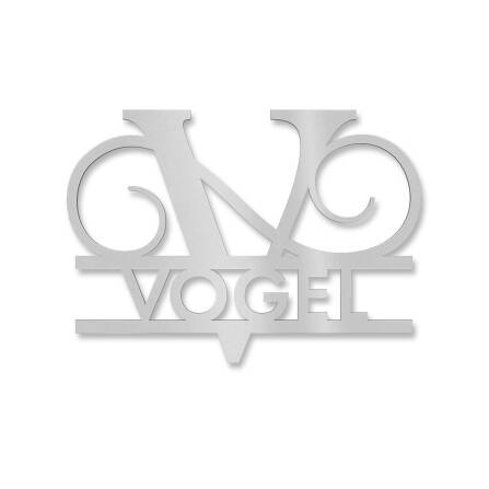 Personalisiertes Namensschild mit Monogramm in Graualuminium RAL 9007 18 x 27 cm keine Befestigung